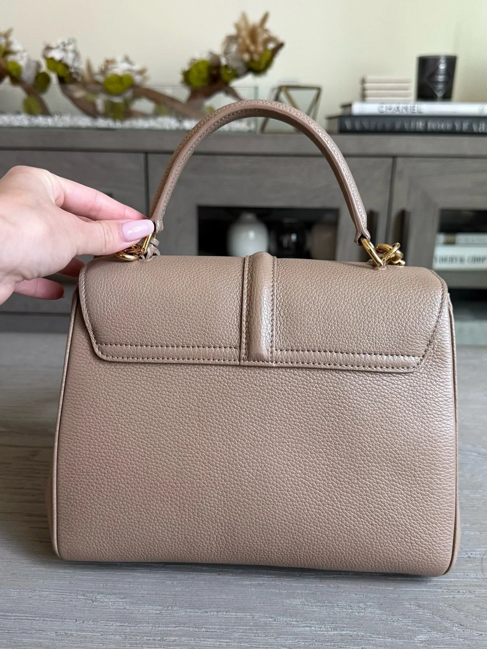 Celine - Taupe Leather Top-Handle Bag
